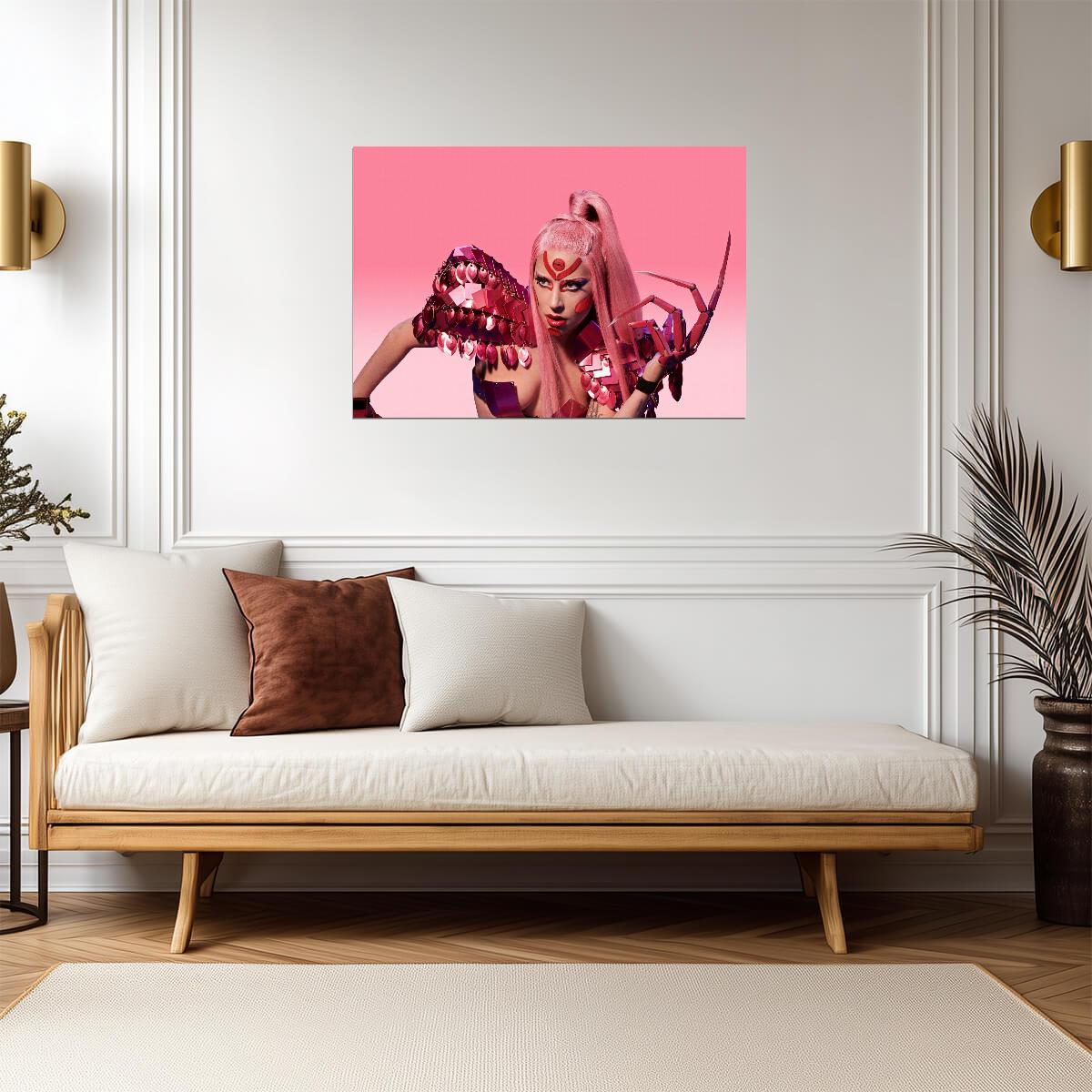 Lady Gaga Chromatica Photoshoot | Pink Poster | Pop Music Star Art - Music Poster