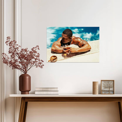 50 Cent in Pool with Cognac | Luxury Lifestyle Poster | Hip Hop Star Wall Art - Music Poster
