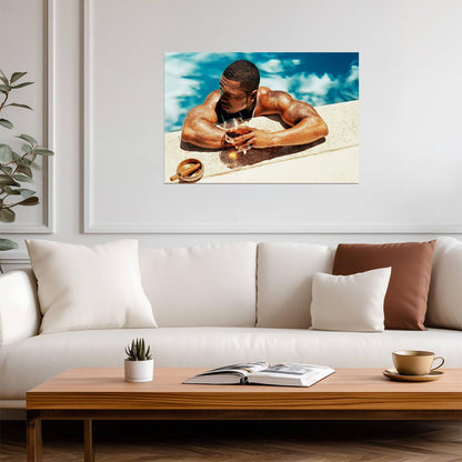 50 Cent in Pool with Cognac | Luxury Lifestyle Poster | Hip Hop Star Wall Art - Music Poster