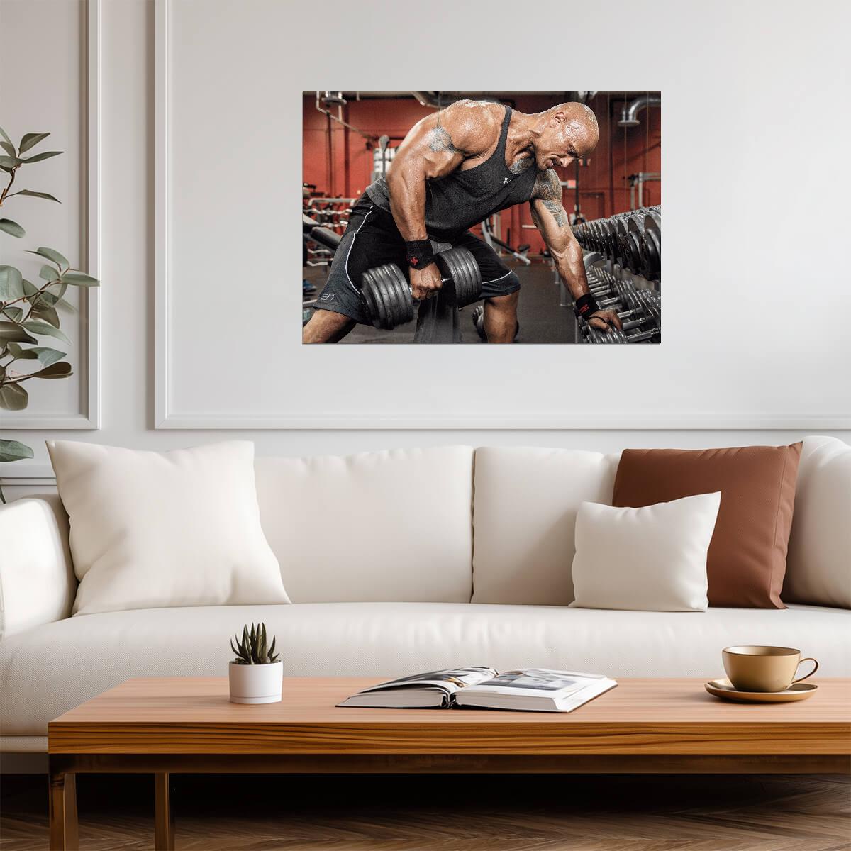 Dwayne Johnson The Rock Lifting | Gym Motivation Poster | Fitness Wall Art - Sports Poster