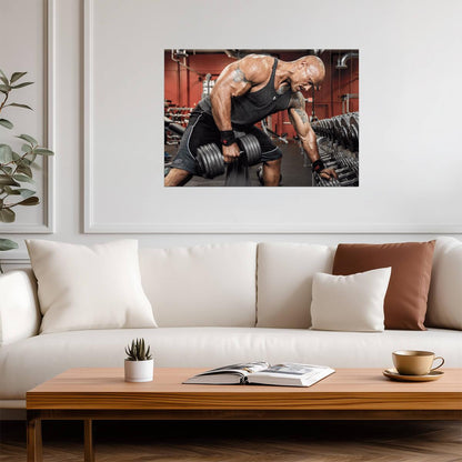 Dwayne Johnson The Rock Lifting | Gym Motivation Poster | Fitness Wall Art - Sports Poster