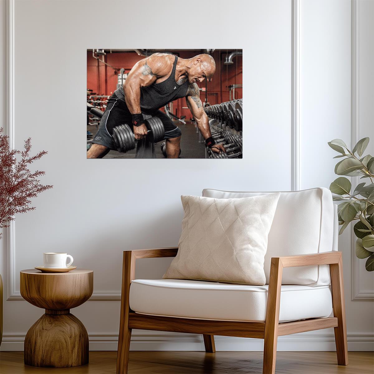 Dwayne Johnson The Rock Lifting | Gym Motivation Poster | Fitness Wall Art - Sports Poster