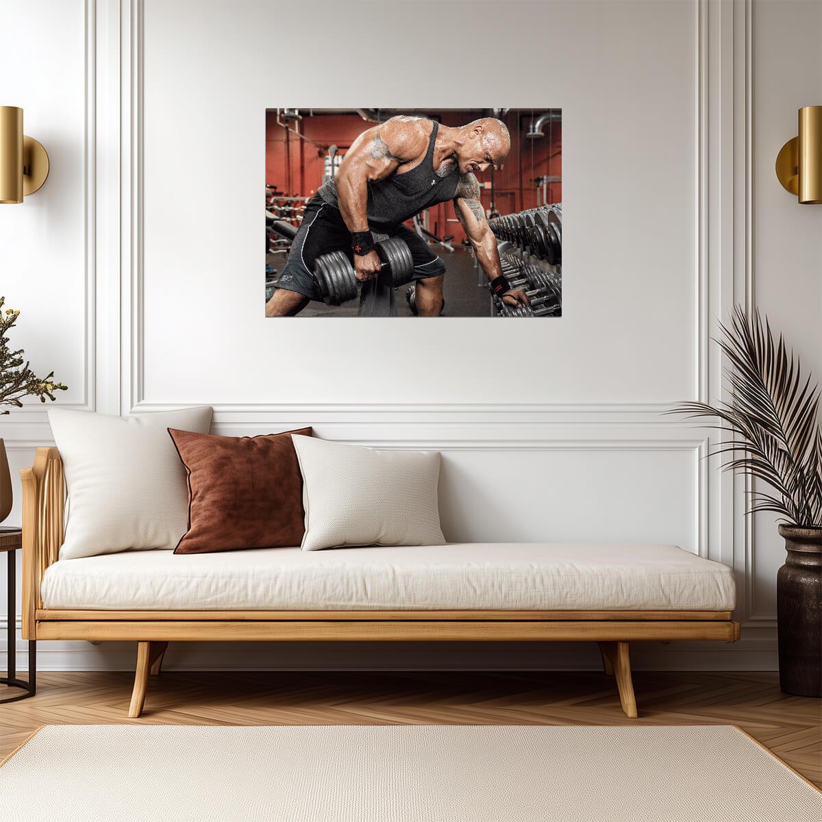 Dwayne Johnson The Rock Lifting | Gym Motivation Poster | Fitness Wall Art - Sports Poster