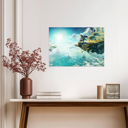 The Legend of Zelda Tears of the Kingdom Link on Sky Island | Key Art Poster | Gamer Gift TOTK Wall Art - Video Games Poster
