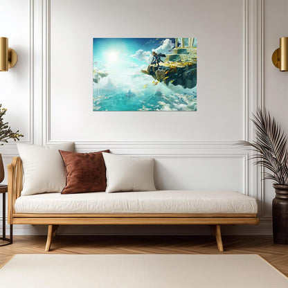 The Legend of Zelda Tears of the Kingdom Link on Sky Island | Key Art Poster | Gamer Gift TOTK Wall Art - Video Games Poster
