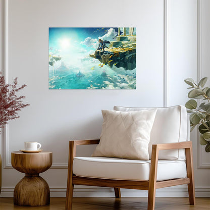 The Legend of Zelda Tears of the Kingdom Link on Sky Island | Key Art Poster | Gamer Gift TOTK Wall Art - Video Games Poster