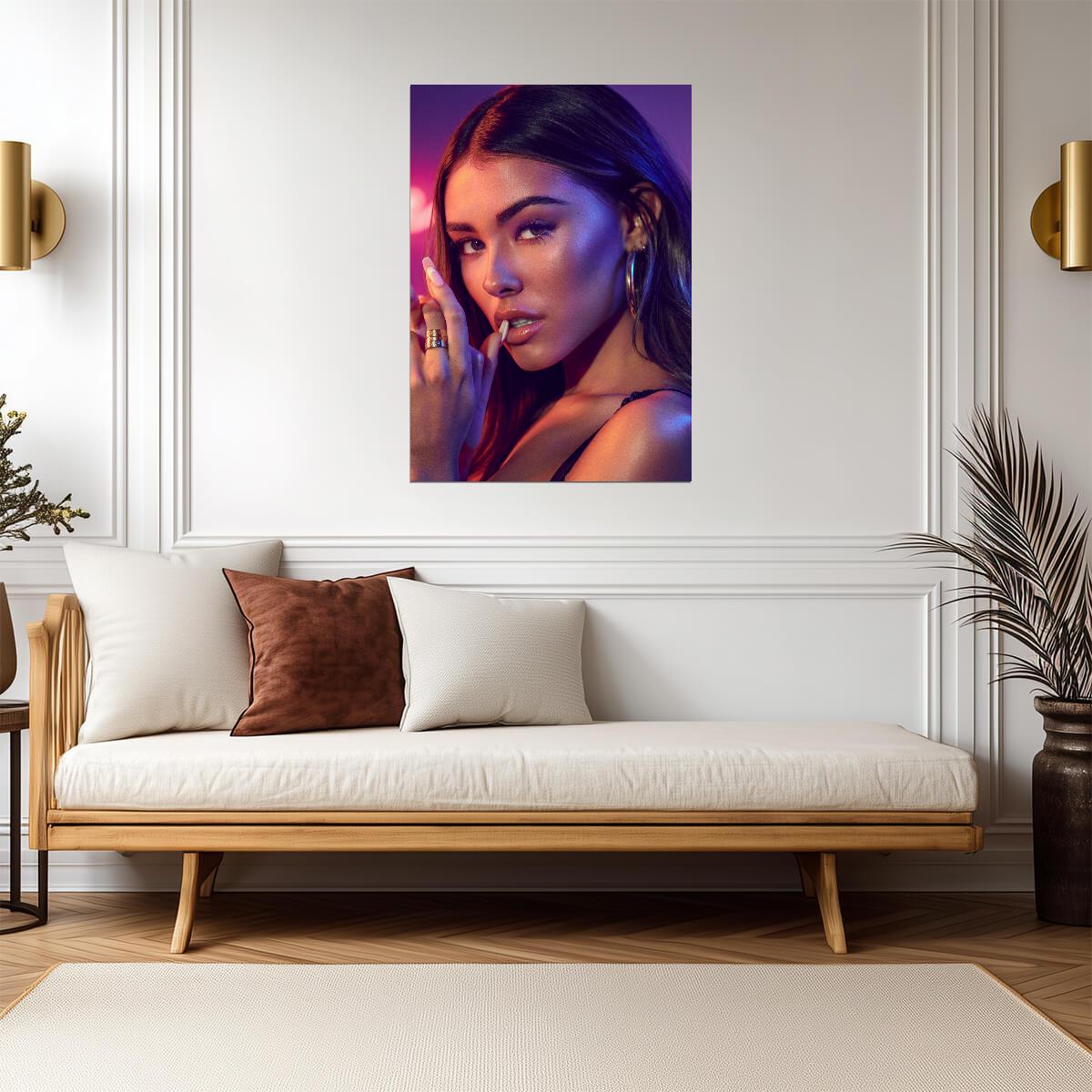 Madison Beer Neon Portrait | Modern Music Poster | Vibrant Pop Star Wall Art - Music Poster