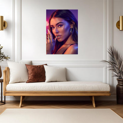 Madison Beer Neon Portrait | Modern Music Poster | Vibrant Pop Star Wall Art - Music Poster