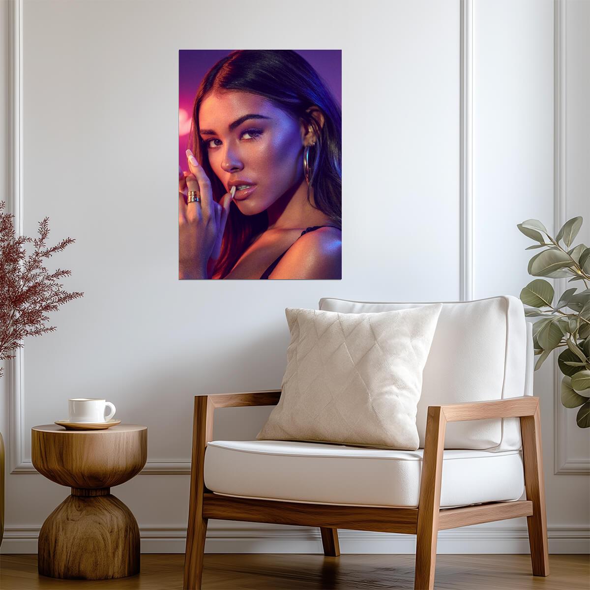 Madison Beer Neon Portrait | Modern Music Poster | Vibrant Pop Star Wall Art - Music Poster