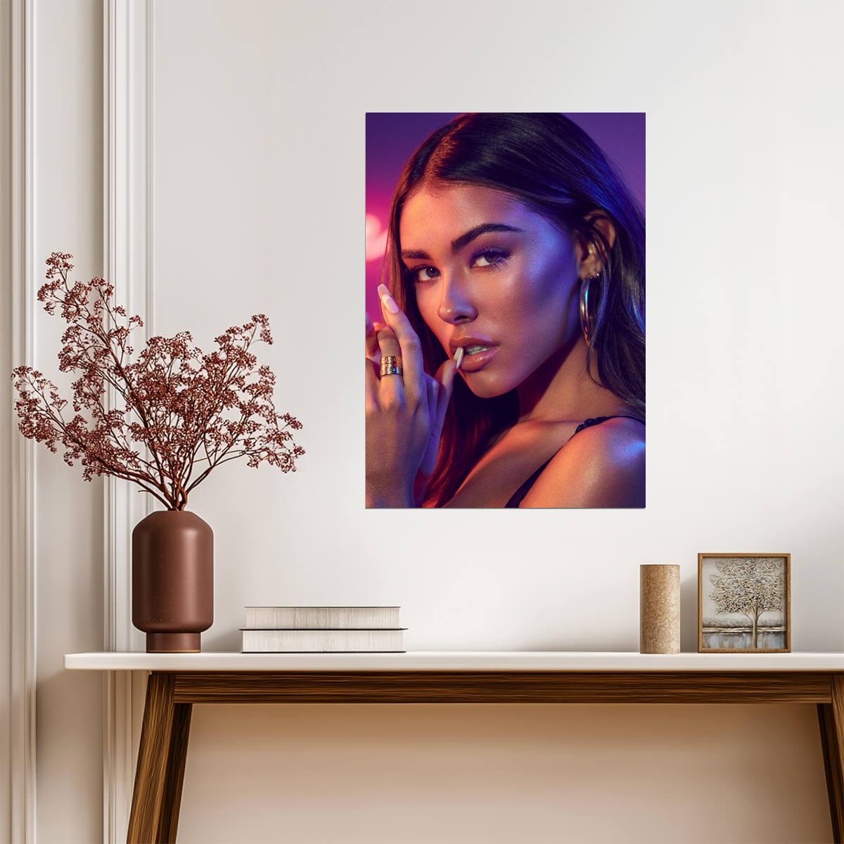 Madison Beer Neon Portrait | Modern Music Poster | Vibrant Pop Star Wall Art - Music Poster