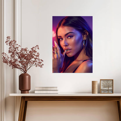 Madison Beer Neon Portrait | Modern Music Poster | Vibrant Pop Star Wall Art - Music Poster