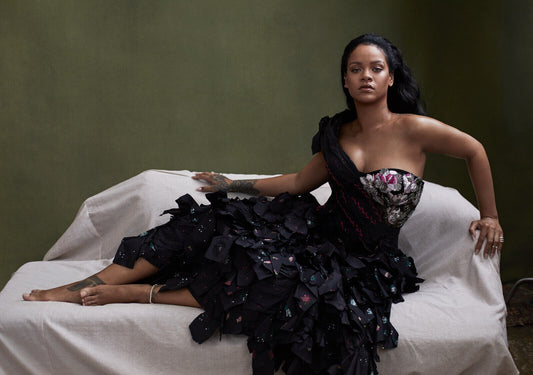 Rihanna in Black Ruffled Gown | Vogue Photoshoot Poster | Celebrity Fashion Art - Music Poster