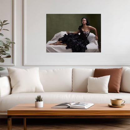 Rihanna in Black Ruffled Gown | Vogue Photoshoot Poster | Celebrity Fashion Art - Music Poster