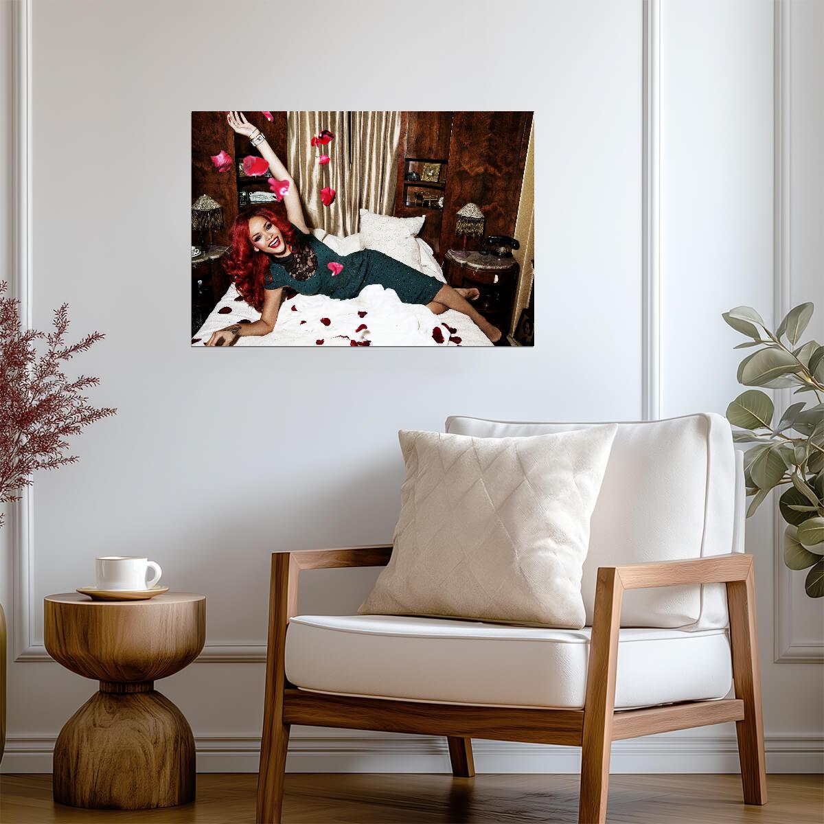 Rihanna Loud Era Red Hair | Green Dress Photoshoot Poster | Music Star Wall Art - Music Poster