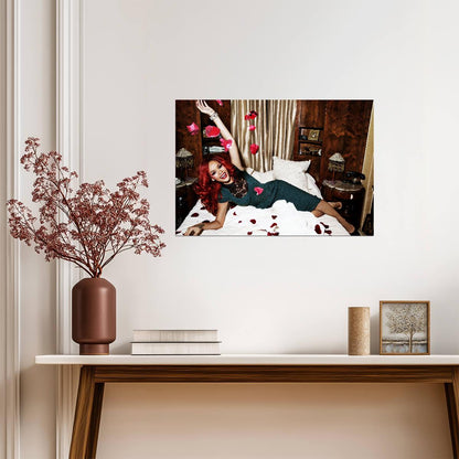 Rihanna Loud Era Red Hair | Green Dress Photoshoot Poster | Music Star Wall Art - Music Poster