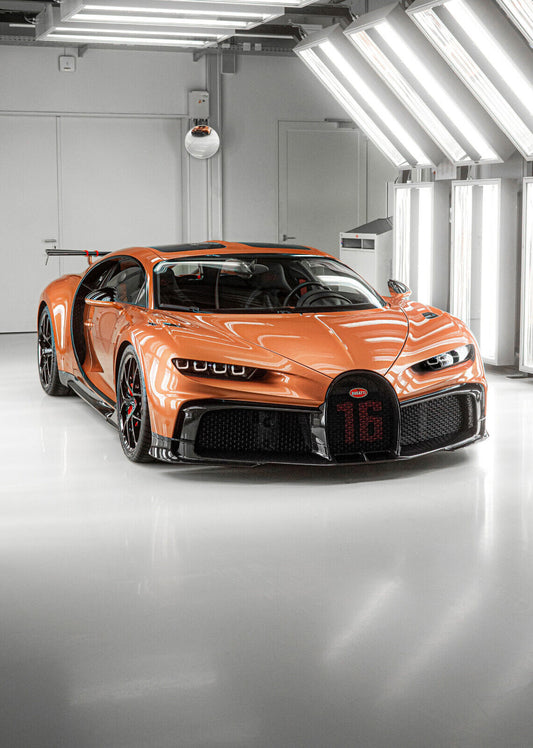 Bugatti Chiron Super Sport | Orange Carbon Fiber Hypercar | Automotive Art Poster - Cars Poster