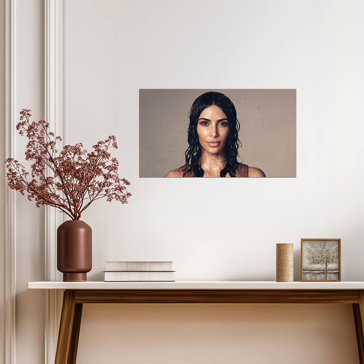 Kim Kardashian Wet Look | Close Up Portrait Poster | Celebrity Wall Art - Celebrities Poster