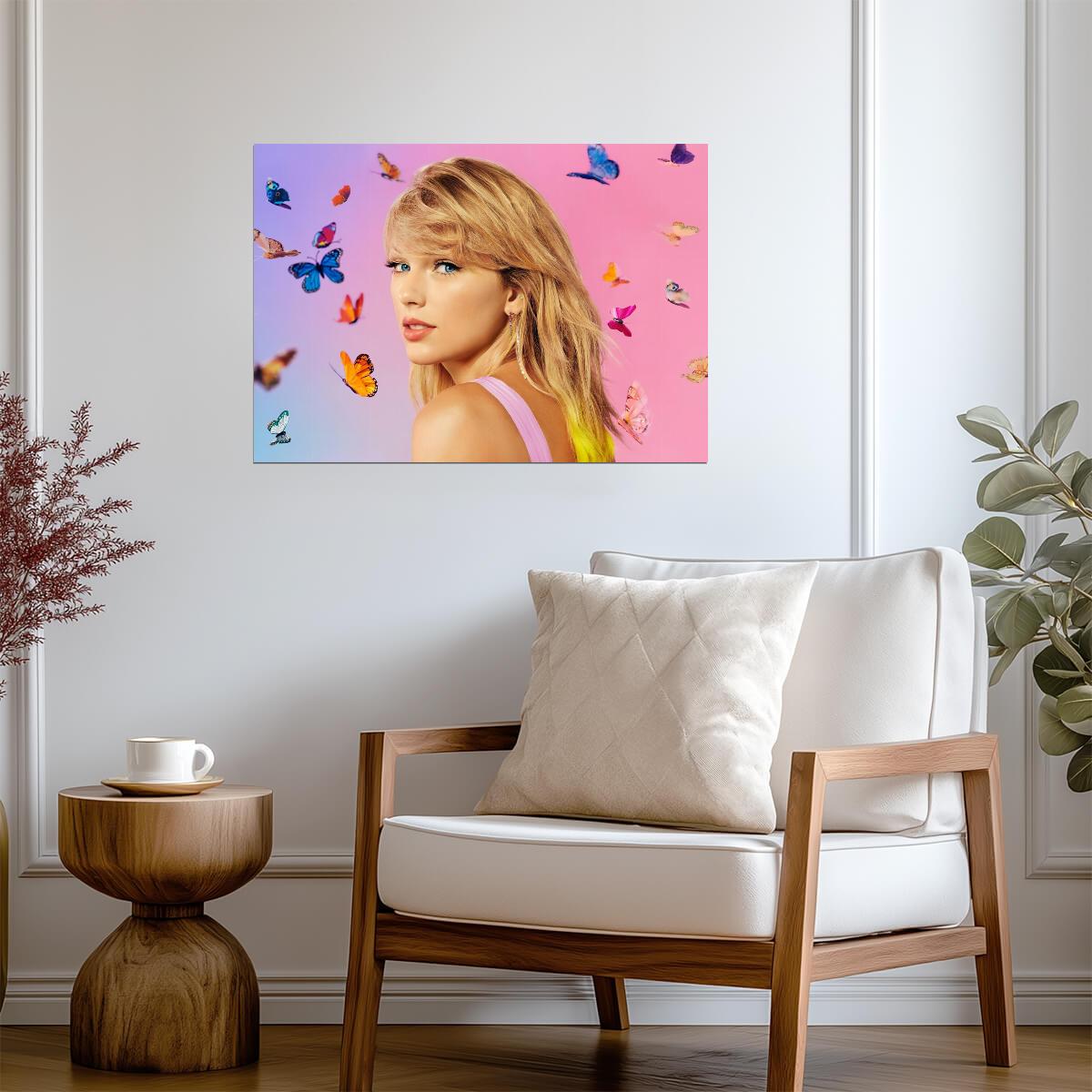 Taylor Swift Lover Era Photoshoot | Music Star Poster | Colorful Butterfly Wall Art - Music Poster