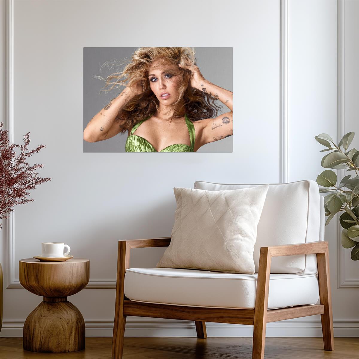 Miley Cyrus Windswept Hair Photoshoot | Modern Music Poster | Glamorous Celebrity Wall Art - Music Poster