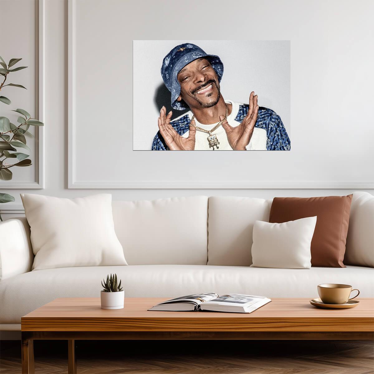 Snoop Dogg Smiling in Bucket Hat | Modern Hip Hop Poster | Rap Legend Wall Art - Music Poster