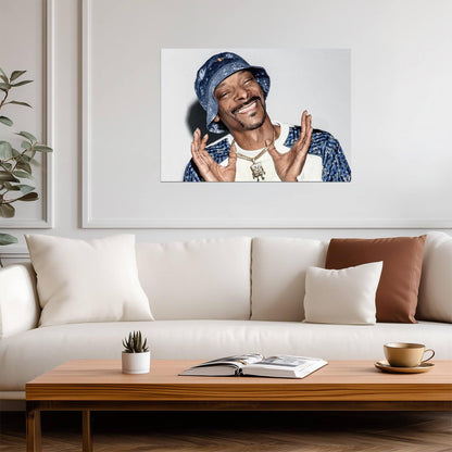 Snoop Dogg Smiling in Bucket Hat | Modern Hip Hop Poster | Rap Legend Wall Art - Music Poster