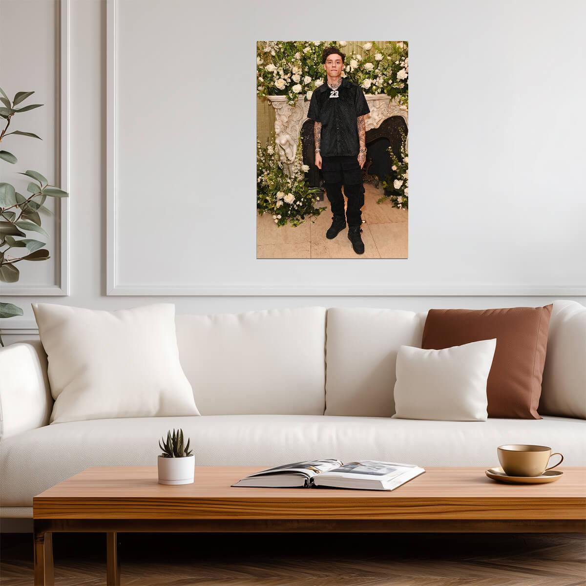 Central Cee 23 Necklace | All Black Outfit Poster | UK Rap Star Wall Art - Music Poster