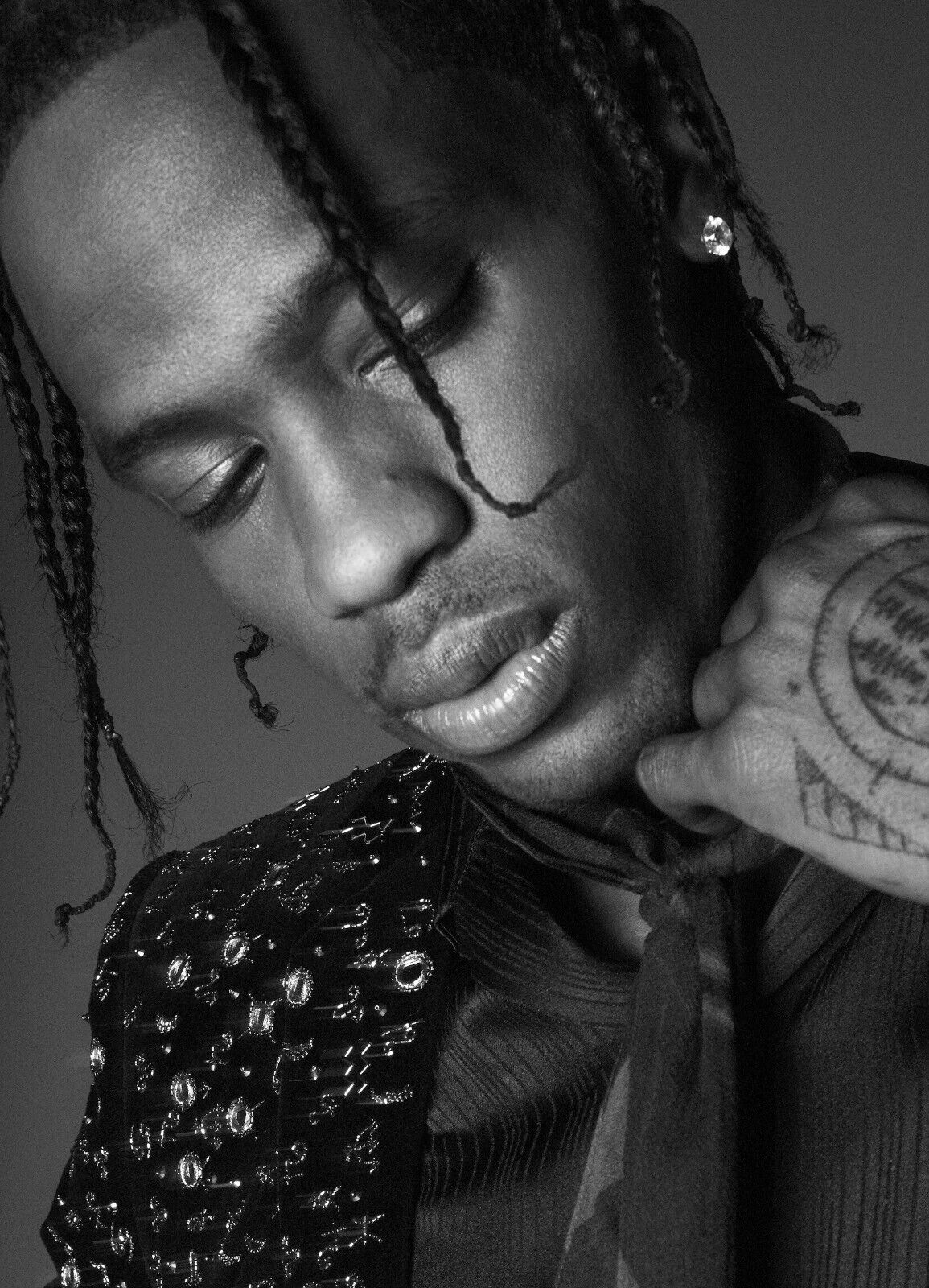 Travis Scott Artistic Black and White Portrait | Modern Rap Poster | Moody Music Photography - Music Poster