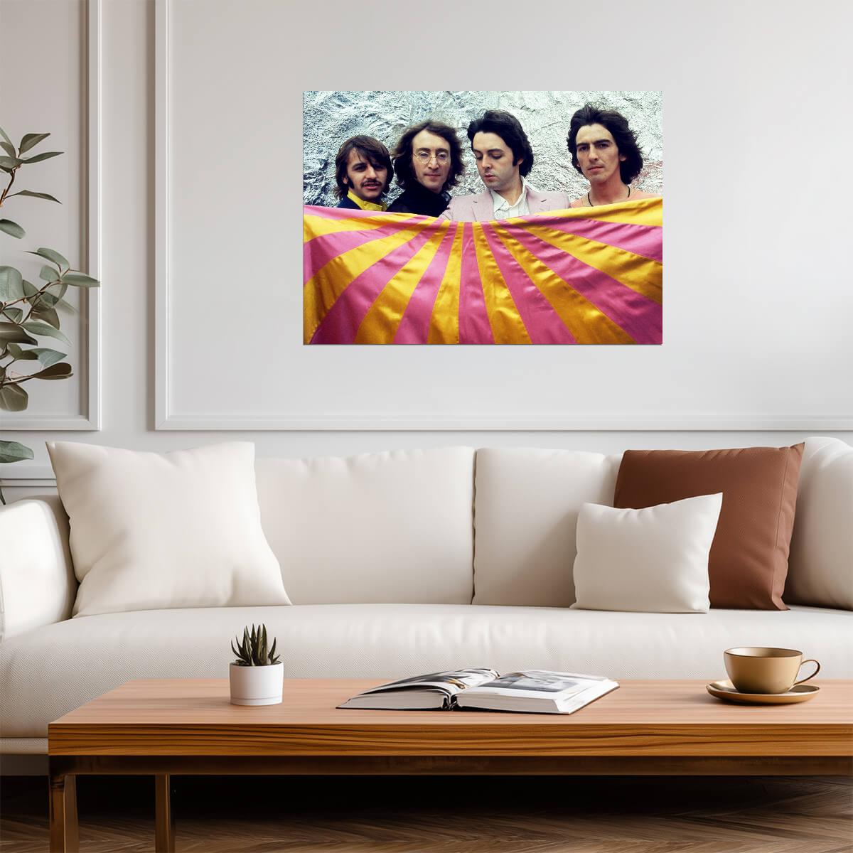 The Beatles Psychedelic Era Photoshoot | Vintage Rock Poster | 1960s Music Legends Art - Music Poster