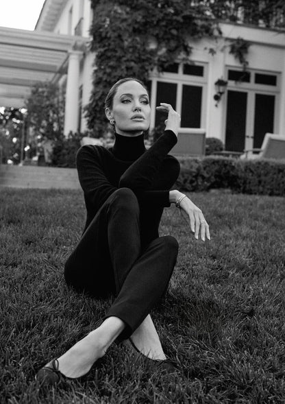 Angelina Jolie | Elegant Black and White Portrait | Celebrity Photography Poster - Celebrities Poster