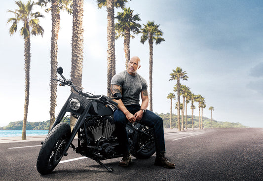 Hobbs & Shaw | Dwayne Johnson on Motorcycle | Action Movie Poster - Movies & TV Poster