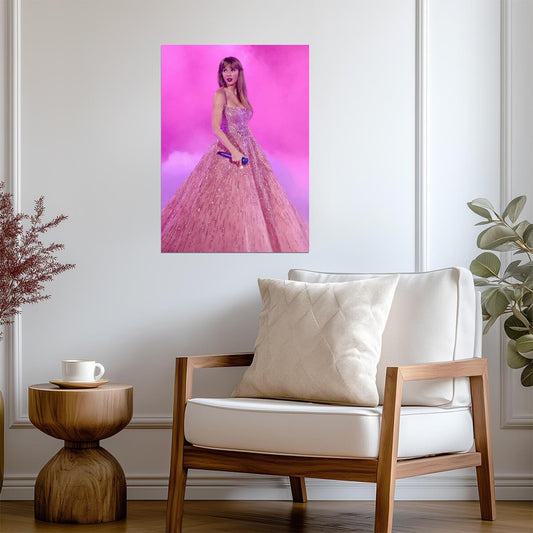 Taylor Swift Eras Tour | Pink Gown Live Performance Poster | Concert Wall Art - Music Poster