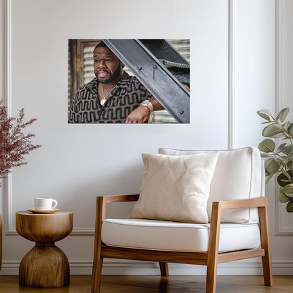 50 Cent Modern Portrait | Patterned Shirt Photoshoot Poster | Hip Hop Star Wall Art - Music Poster