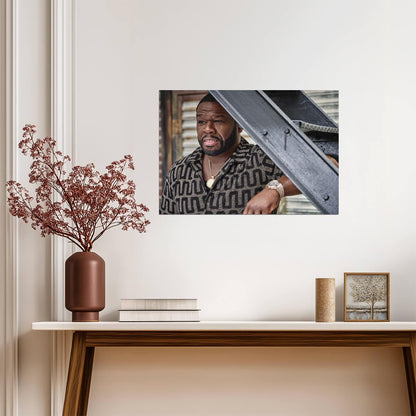 50 Cent Modern Portrait | Patterned Shirt Photoshoot Poster | Hip Hop Star Wall Art - Music Poster