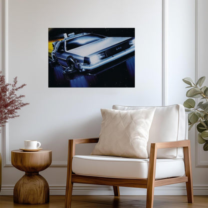 Back to the Future DeLorean Time Machine | 80s Sci-Fi Movie Poster | Classic Film Wall Art - Movies & TV Poster