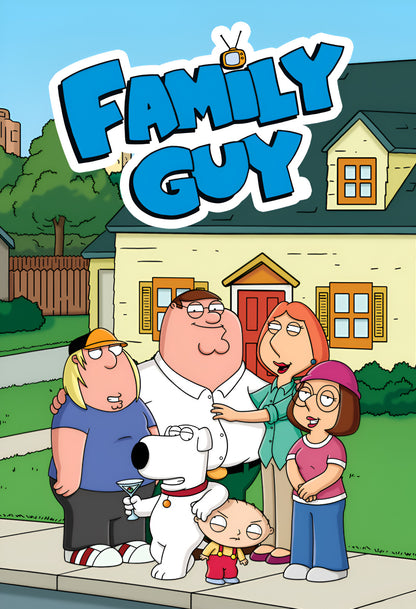 Family Guy The Griffin Family | Animated Comedy TV Show Poster | Adult Cartoon Wall Art - Movies & TV Poster