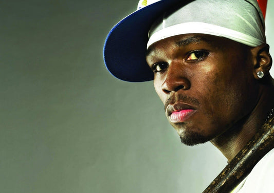 50 Cent Close Up Portrait | Durag & Baseball Cap Poster | Classic Hip Hop Art - Music Poster