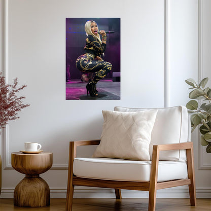 Nicki Minaj Live Performance | Blonde Wig Concert Poster | Hip Hop Star On Stage - Music Poster