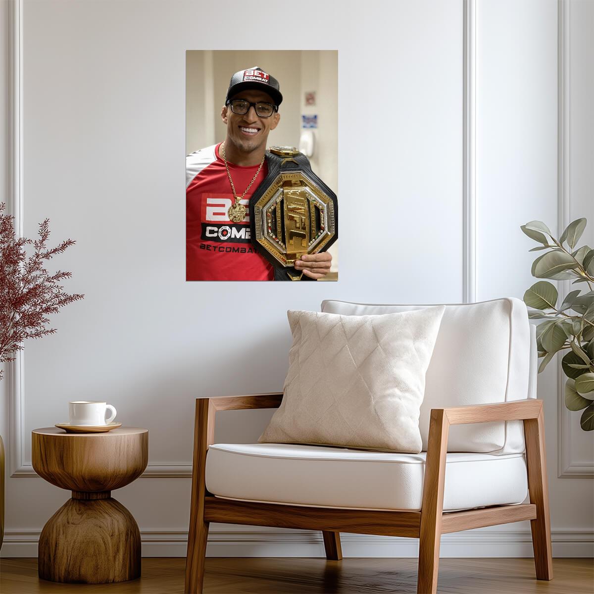 Charles Oliveira Do Bronx With Belt | MMA Poster | UFC Champion Decor - Sports Poster