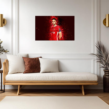 Diogo Jota Red Smoke Art | Soccer Poster | Liverpool Forward Print - Sports Poster