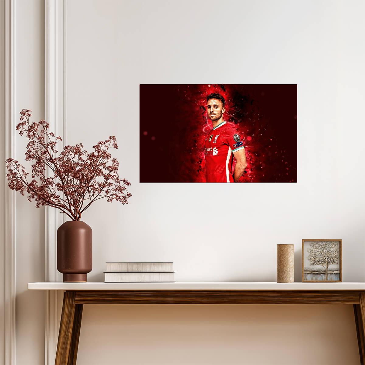 Diogo Jota Red Smoke Art | Soccer Poster | Liverpool Forward Print - Sports Poster