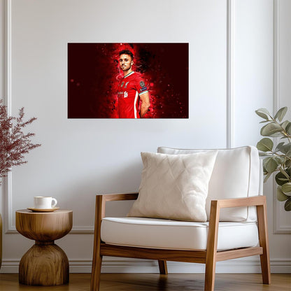 Diogo Jota Red Smoke Art | Soccer Poster | Liverpool Forward Print - Sports Poster