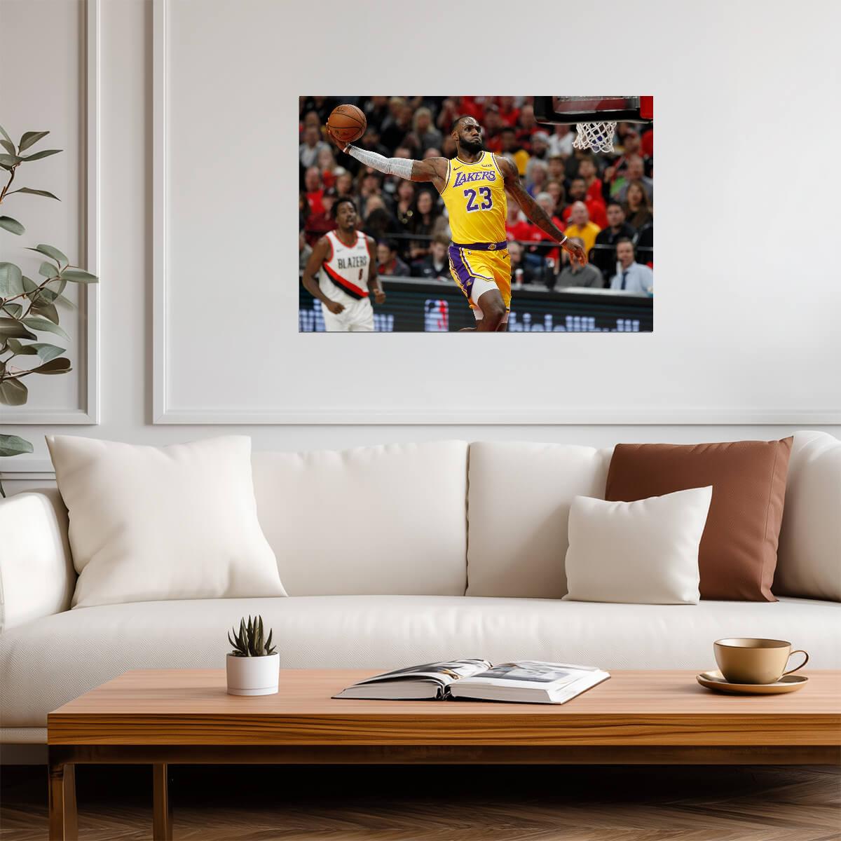LeBron James LA Lakers Dunk | Basketball Poster | King James NBA Art - Sports Poster