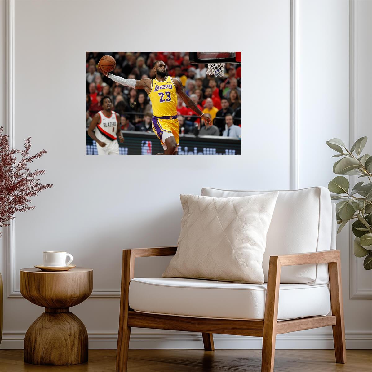 LeBron James LA Lakers Dunk | Basketball Poster | King James NBA Art - Sports Poster