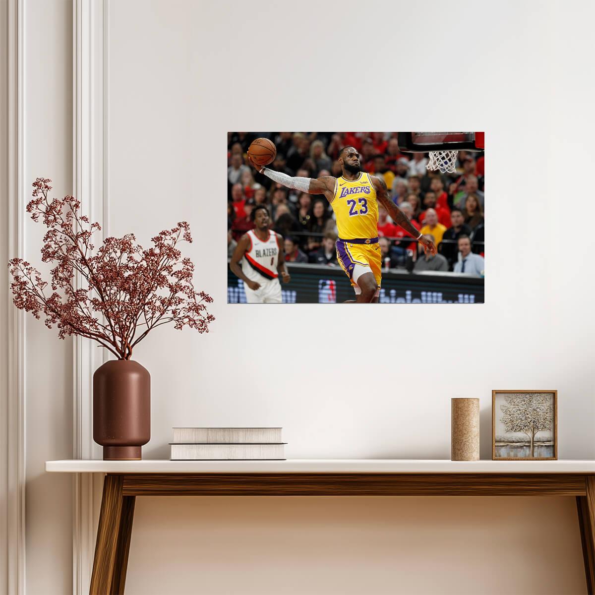 LeBron James LA Lakers Dunk | Basketball Poster | King James NBA Art - Sports Poster