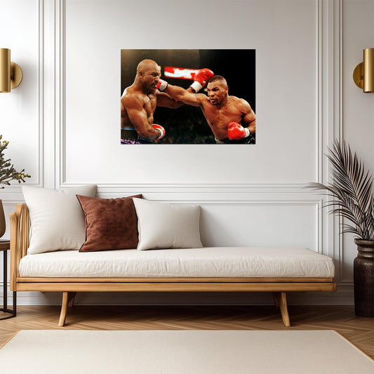 Mike Tyson vs Evander Holyfield | Historic Boxing Match Poster | Action Fight Photography - Sports Poster