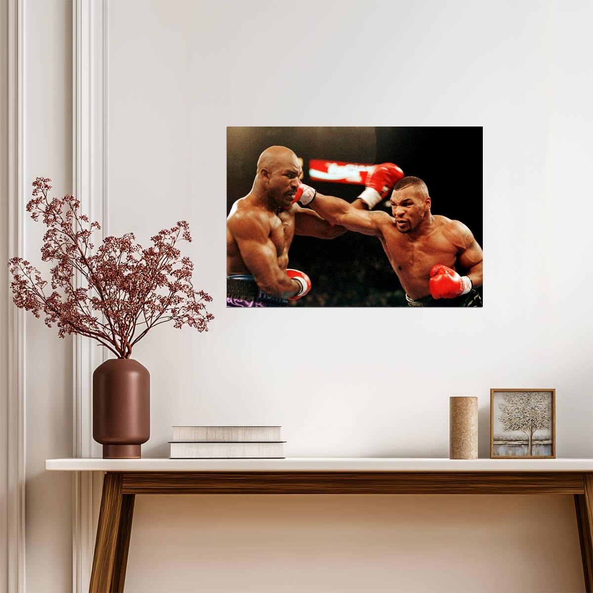 Mike Tyson vs Evander Holyfield | Historic Boxing Match Poster | Action Fight Photography - Sports Poster