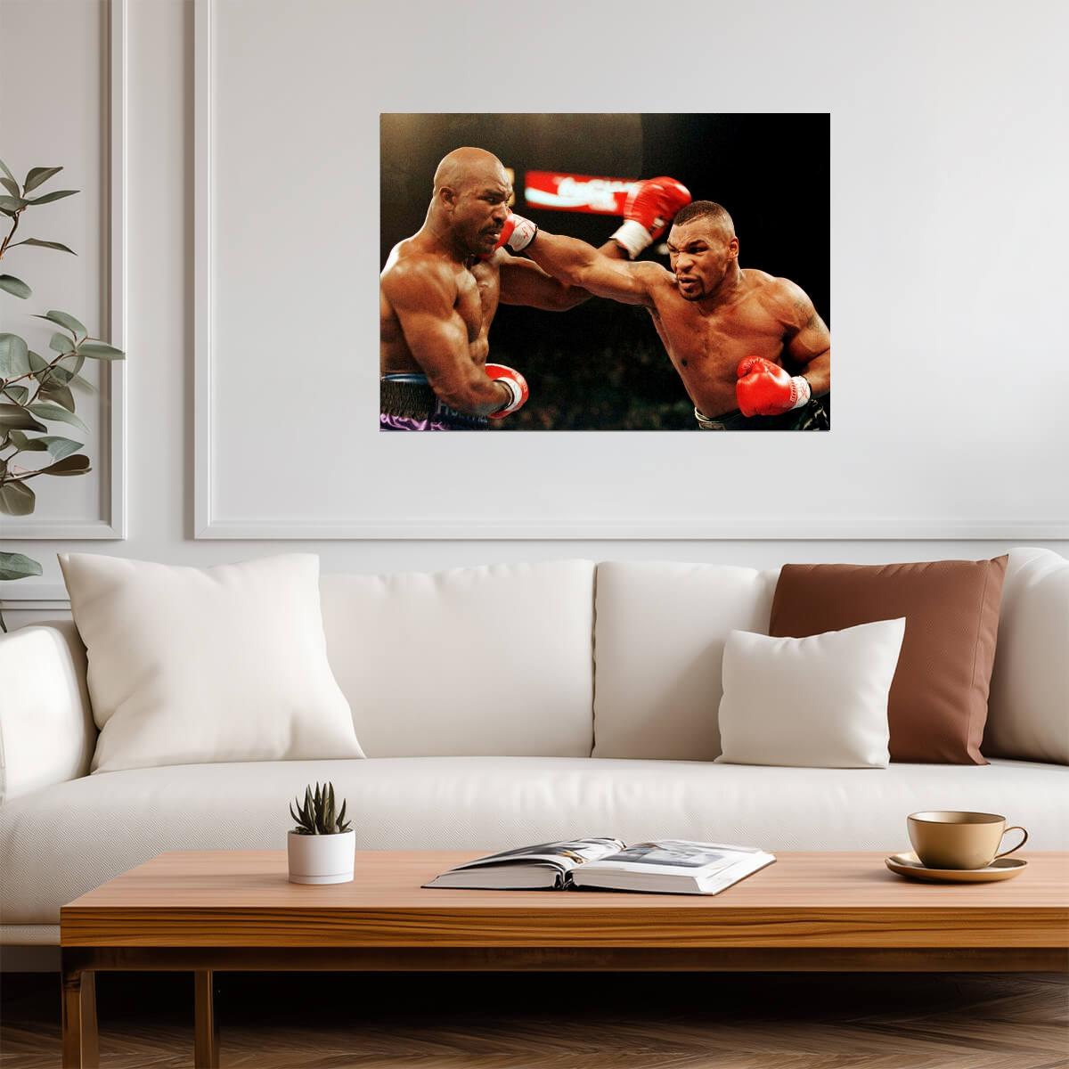 Mike Tyson vs Evander Holyfield | Historic Boxing Match Poster | Action Fight Photography - Sports Poster