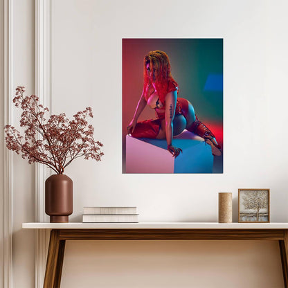 Nicki Minaj Red Latex Outfit | Photoshoot Poster | Sexy Hip Hop Star - Music Poster