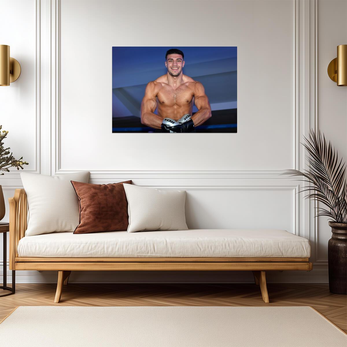 Tommy Fury Blue Background | Boxing Poster | British Fighter Print - Sports Poster