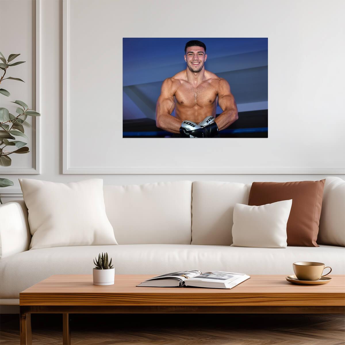 Tommy Fury Blue Background | Boxing Poster | British Fighter Print - Sports Poster